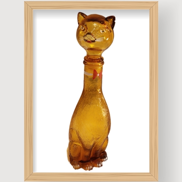 1950s Italian Amber Glass Cat Wine Decanter - Picture 10 of 10
